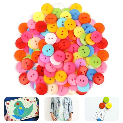 100PCS Kunststoff Knöpfe zum Basteln, Rund Knöpfe, Knöpfe zum Basteln, Bunte Knöpfe, Groß Knöpfe, Kinder Knöpfe, Knöpfe zum Nähen, Gemischte Farben für Nähen, Basteln, Dekoration, DIY (15mm) 100PCS Kunststoff Knöpfe zum Basteln, Rund Knöpfe, Knöpfe zum Basteln, Bunte Knöpfe, Groß Knöpfe, Kinder Knöpfe, Knöpfe zum Nähen, Gemischte Farben für Nähen, Basteln, Dekoration, DIY (15mm) von UKOFEW