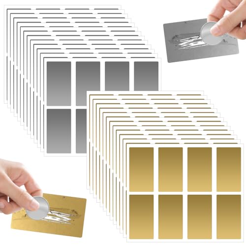 208 Stück Rubbelaufkleber, 42 x 23 mm Rubbelsticker, Rubbellose Selber Machen Gold und Silber, Rubbeletiketten zum Aufkleben, Scratch off Sticker für Spiele Party Geschenk Bastelarbeiten Postkarte von UKOFEW
