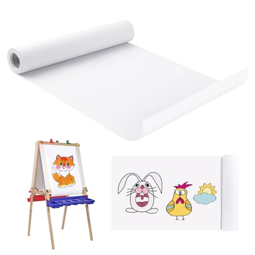 Papierrolle Malen Kinde, Zeichenpapierrolle weiß, Papierrolle Malen Zeichnen, Weiße Papierrolle, Malpapier Rolle Kinder, für Zeichnungen, Flipchart-Papier, Pauspapier, für Kinder (30cm x 15m) von UKOFEW