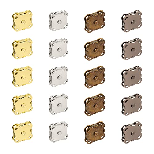 UKOFEW 20 Stück Magnetknöpfe Nähen, Magnetische Knopf, Magnet Druckknopf Metall, Magnetknopf Magnet Druckknopf, Für Taschen, Nähen, Handwerk, Handtaschen, Kleidung, 15MM (4 Farben) von UKOFEW