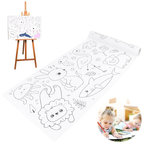 UKOFEW Schneidbare Zeichenrolle für Kinder,30 * 300CM Malrolle für Kinder,Malpapier Rolle,Malpapier Ausmalrolle für Kinder (Tierwelt) von UKOFEW