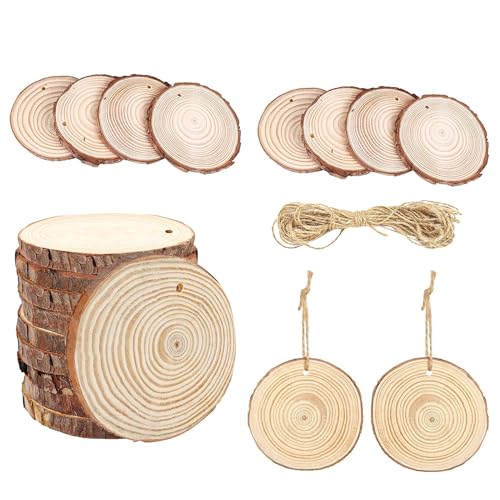 UKUSI 5–6 cm Kiefernholzscheiben, unlackiert, 1 cm dick, kreisförmig, für Handwerk, Kunst, Dekoration, Hochzeit, Weihnachten, DIY-Projekte (20 Stück) von UKUSI