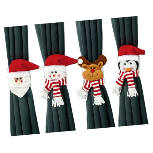 ULDIGI Vorhanghalter mit Weihnachtsmann- und Schneemann- 4 Stück Weihnachtsvorhang-Raffhalter Vliesstoff dekorativ einfache Installation ULDIGI Vorhanghalter mit Weihnachtsmann- und Schneemann- 4 Stück Weihnachtsvorhang-Raffhalter Vliesstoff dekorativ einfache Installation von ULDIGI