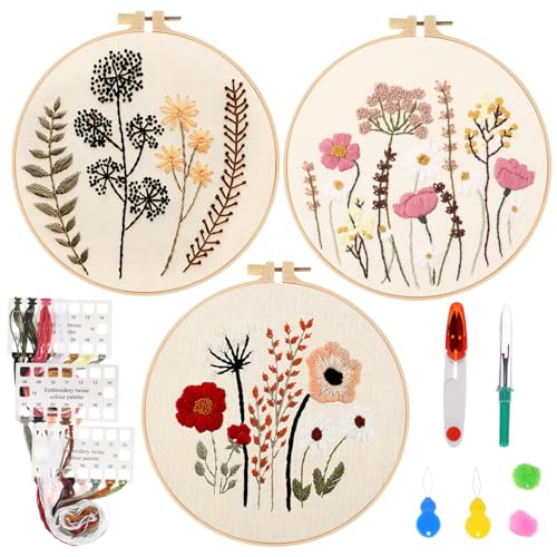 ULDIGI 1 Satz Handstickerei für Anfänger DIY Stickerei Kit mit Farbfäden und Anleitung für Kreative Projekte und Designs Einfach zu Erlernen und Vielseitig Einsetzbar von ULDIGI