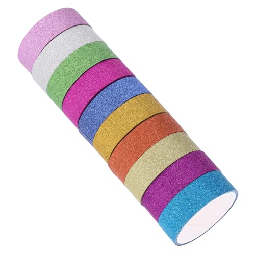 ULDIGI 10 Rollen Glitzer Washi Tape Bunt Selbstklebendes Dekoratives Klebeband für Scrapbooking DIY Bastelmaterial Vielseitig für Hand Account Tapes Journal Kreative Dekoration von ULDIGI
