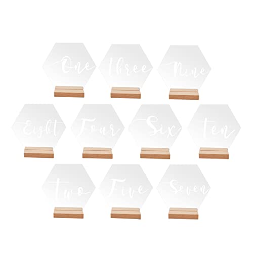 ULDIGI 10 Sätze Sechseckiger Tisch Name golden Tabellennummer steht Hochzeit Gemeinschaft Tischplatznummern Tischnummer im Restaurant Party-Tischnummer Nummernzeichen für Tabellen Acryl von ULDIGI