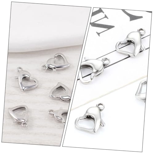 ULDIGI 10 Stück Edelstahl Herzförmige Schmuckverschluss Stabile Karabinerverschlüsse für Halsketten Armbänder DIY Schmuckherstellung Zubehör von ULDIGI