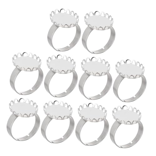 ULDIGI 10 Stück Teiliges Edelstahl Ringrohlinge Runde Schmuckbasis für Ringherstellung DIY Metallringe Langlebige Hypoallergene Ringtrays für Kreative Schmuckgestaltung von ULDIGI