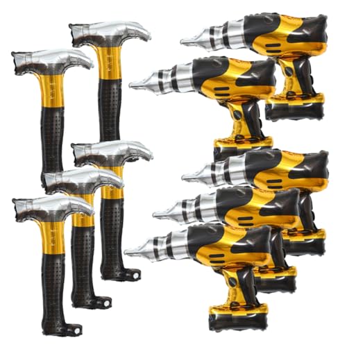 ULDIGI 10 Stück Teiliges Folienballons für Vaterstag und Shower Aluminium Motive Hammer Bohrer zur Partydekoration Farbenfroh und Langlebig von ULDIGI