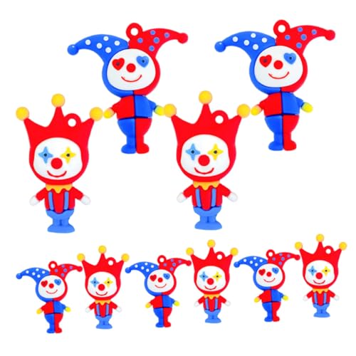 ULDIGI 10 Stück Teiliges PVC Clown Schlüsselanhänger Langlebige DIY Taschenanhänger Kreative Clown Charms für Rucksack Geschenkidee Neujahr Kleine Bunte Anhänger von ULDIGI