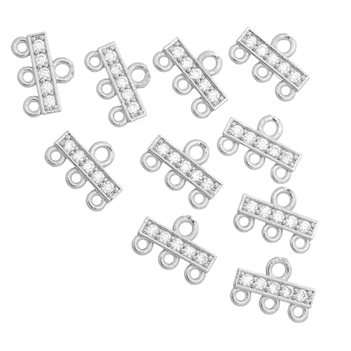 ULDIGI 10 Stück Teiliges Schmuckverbinder Vergoldetem Zirkonbesetztem Mehrfach-perlen-armbandverschluss Mehrreihiger Kettenverbinder für Diy-schmuckherstellung Silberfarben Sicherer von ULDIGI
