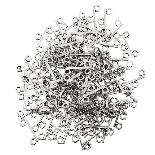 ULDIGI 100 Stück DIY Schmuck Verschlüsse für Halsketten und Armbänder Stabile Doppelreihige Schichtverschlüsse in Antik Silber für Schmuckherstellung und Basteldraht Zubehör von ULDIGI