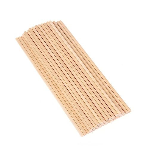 ULDIGI 100 Stück Kreative DIY -Holzstöcke runden Stab basteln am Stiel dübeln Bastelstock Hartholz Kreis rundstäbe bastel materialien unfertige Bastelstäbchen kleine Holzdübel Bambus von ULDIGI