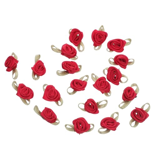 ULDIGI 100 Stück Party Hintergrund Dekor Blumendekorationen Rosendekorationen Kartenherstellung Blumen DIY Bandrosen Weihnachtsschmuck Schleifen Mini Rosenblumen Dekorative von ULDIGI