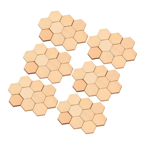ULDIGI 100 Stück Sechseckige Holzstücke DIY Bastelmaterial für Hochzeiten Geburtstage und Weihnachten Hochwertigem Buchenholz Glatte Oberfläche Kreative Handwerksprojekte von ULDIGI