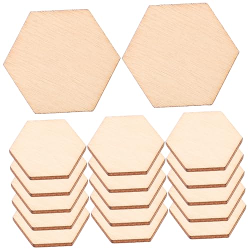 ULDIGI 100 Stück Sechseckige Unlackierte Holzscheiben für DIY basteln Natürliche Holzplatten mit Glatten Kanten Vielseitig Einsetzbar für Heimdekoration und Kreative Handwerksprojekte von ULDIGI