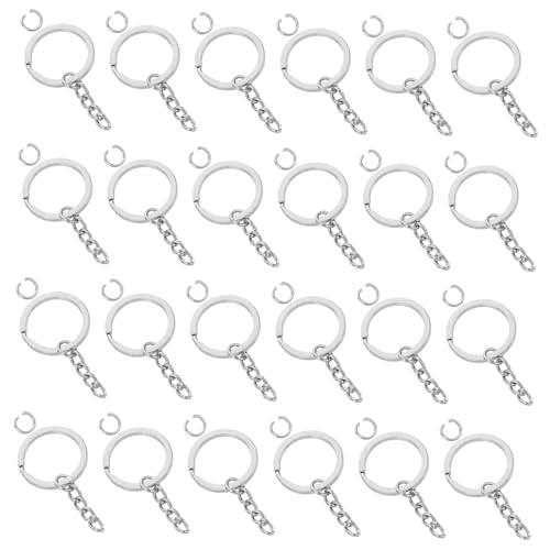 ULDIGI 100 Stück Silberfarbene Flache Schlüsselringe Mit Kette Und Offenen Sprungringen Robuste Metall Schlüsselanhänger Für Diy Schmuck Basteln Und Schlüsselanhänger Zubehör von ULDIGI