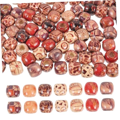 ULDIGI 100 Stück Teiliges Holzperlen Haarzöpfe Natürlich Poliert Langlebig Haarperlen für Braids Dreadlocks Schmuck DIY Haarschmuck für Damen und Herren von ULDIGI