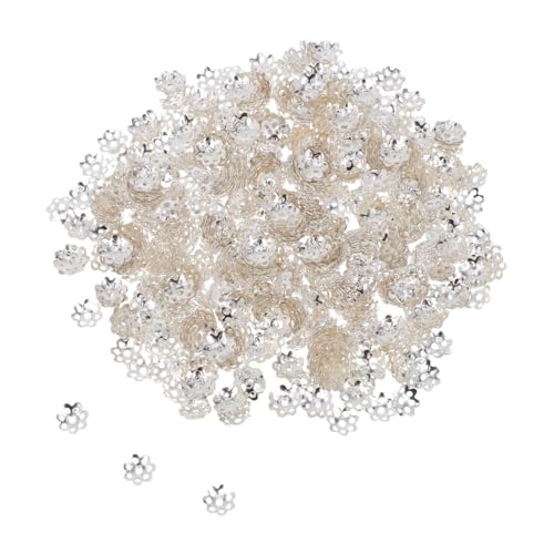 ULDIGI 1000 Stück Teiliges Blumenförmige Endkappen Silber Metall Schmuck Spacer Perlen für DIY Schmuckherstellung Armbänder Halsketten Zubehör von ULDIGI