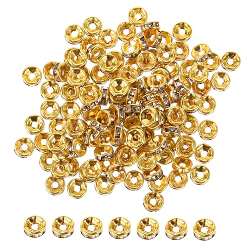 ULDIGI 100Stücke Strass Abstandsperlen mit Großem Rundperlen für DIY Armbänder Bastelperlen Charm Perlen Vielseitig Einsetzbar für Schmuckprojekte von ULDIGI