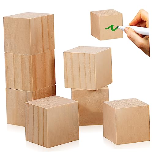 ULDIGI 10Stücke Unvollendete Holzblöcke Kiefernholz Große DIY Bastelwürfel Glatte Oberfläche für Kinderhandwerk und Interaktive Spiele Puzzle von ULDIGI