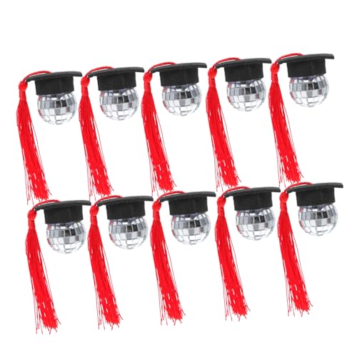 ULDIGI 10pcs Cupcake Toppers Mit Abschlusskappe Tassels Disco Ball Gestaltet Grad Cap Ornamente Für Den Kuchen Der Abschlusssaison Für Die University High School College von ULDIGI