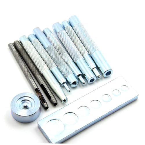 ULDIGI 11 Stück Teiliges Lederhandwerk Werkzeug mit Langlebigem Metall Hohler Stanze Nietsetzer Basis Extra Lange Griffe für Lochstanzen und Druckknopf Nieteninstallation ULDIGI 11 Stück Teiliges Lederhandwerk Werkzeug mit Langlebigem Metall Hohler Stanze Nietsetzer Basis Extra Lange Griffe für Lochstanzen und Druckknopf Nieteninstallation von ULDIGI