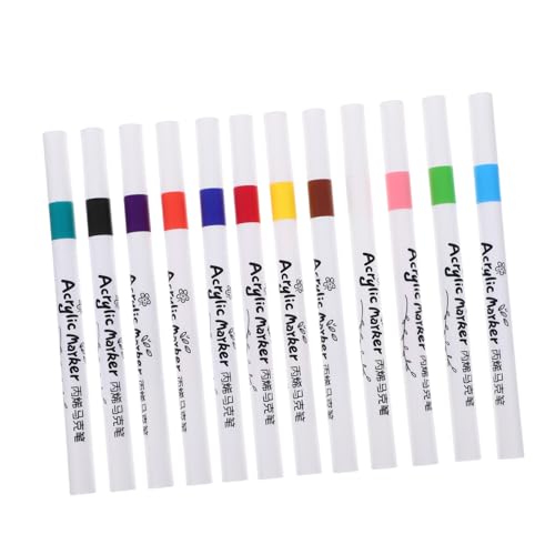 ULDIGI 12 Stück Marker Stifte Wasserbasiert Ergonomisch Geformt Spitze für Präzises Malen Bunte Farben für Zeichnen DIY Steinmalerei für Künstler von ULDIGI