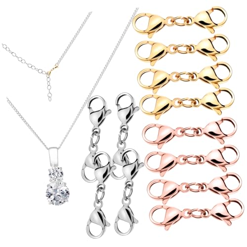 ULDIGI 12 Stück Teiliges Metall Doppel Lobster Verschluss Schmuckverlängerer für Halsketten Armbänder DIY Schmuckzubehör in Gold Stahl Roségold ULDIGI 12 Stück Teiliges Metall Doppel Lobster Verschluss Schmuckverlängerer für Halsketten Armbänder DIY Schmuckzubehör in Gold Stahl Roségold von ULDIGI