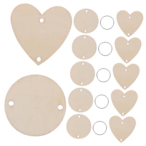 ULDIGI 120 Stück Board -Zubehör Geschenkanhänger für Geschenke kreisförmig ausgeschnitten Kreise Feier DIY Schlüsselanhänger Zubehör Holzrunden basteln runde Holzscheiben Bambus Khaki von ULDIGI