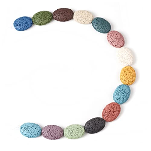 ULDIGI 12stücke Teiliges Lavastein Anhänger Oval Farbenfrohe Vulkanische Steinperlen Für Diy Schmuck Geeignet Für Armbänder Halsketten Und Ohrringe Gemischte Farben von ULDIGI