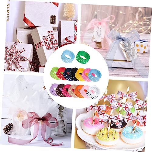 ULDIGI 16 Stück Teiliges Polyester Ripsband mit Punkten Langlebiges Geschenkband für DIY Haarschleifen Haarbänder Geschenkverpackung und Partydekoration Farbenfrohes Bastelband von ULDIGI