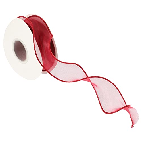 ULDIGI 1Rolle DIY Wellenband Hochwertigem Breites Rotweinfarbenes Dekoband für Blumenarrangements Hochzeitskränze und Bastelprojekte von ULDIGI