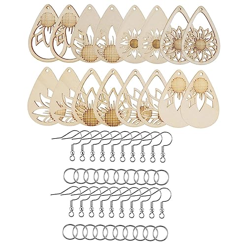 ULDIGI 1Satz DIY Ohrringe Holz Unvollendete Ohrhänger Dangle Anhänger Sprungringe und Ohrhaken für Basteln und ULDIGI 1Satz DIY Ohrringe Holz Unvollendete Ohrhänger Dangle Anhänger Sprungringe und Ohrhaken für Basteln und von ULDIGI