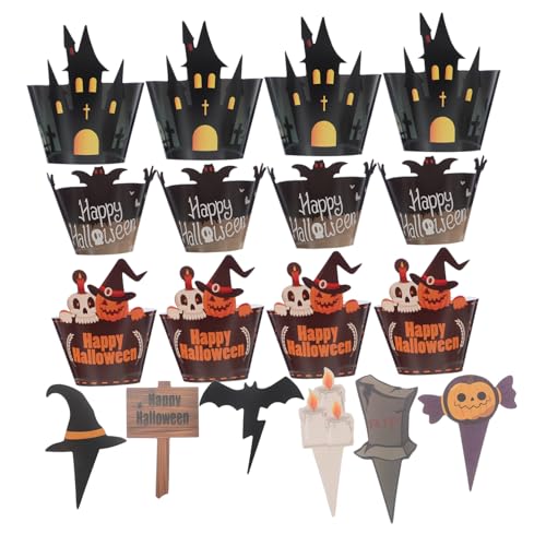 ULDIGI 2 Sätze Halloween Cupcake Deko mit Geist Fledermaus und Kürbis Motiven Stabile Papierförmchen und Topper für Shower und Party Langlebige Bunte Muffin Wrapper und Picks ULDIGI 2 Sätze Halloween Cupcake Deko mit Geist Fledermaus und Kürbis Motiven Stabile Papierförmchen und Topper für Shower und Party Langlebige Bunte Muffin Wrapper und Picks von ULDIGI