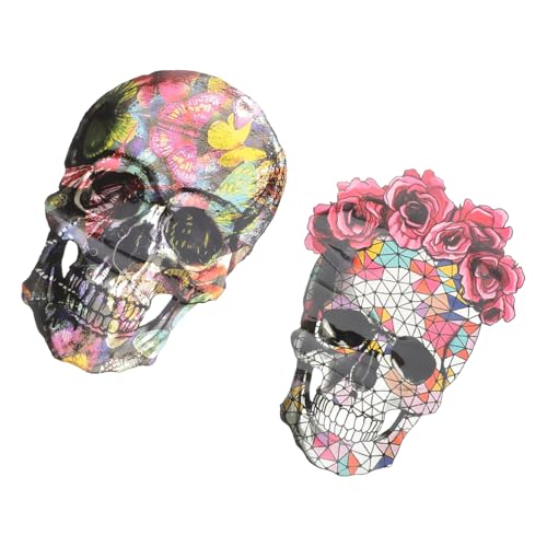 ULDIGI 2 Stk. Teiliges DIY Bügelbild Set mit Schädel-design Hitzebeständige Hot Stamping Patches für Halloween-kostüme Vielseitige Aufbügelbilder für Kleidung Einfache Anwendung Bunte von ULDIGI