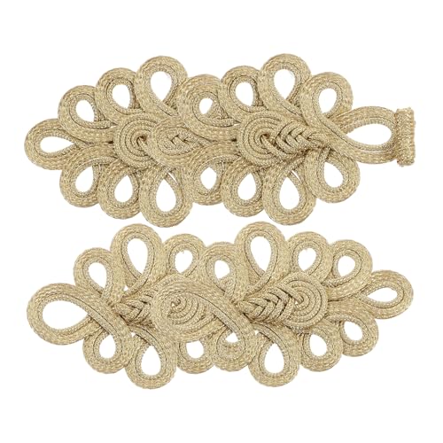 ULDIGI 2 Stück Chinesische Knoten Froschknöpfe Goldfarbene Dekorative Vintage Verschlussknöpfe für Mäntel Cheongsam Strickjacken Vielseitig für DIY Nähen und Kostümgestaltung ULDIGI 2 Stück Chinesische Knoten Froschknöpfe Goldfarbene Dekorative Vintage Verschlussknöpfe für Mäntel Cheongsam Strickjacken Vielseitig für DIY Nähen und Kostümgestaltung von ULDIGI