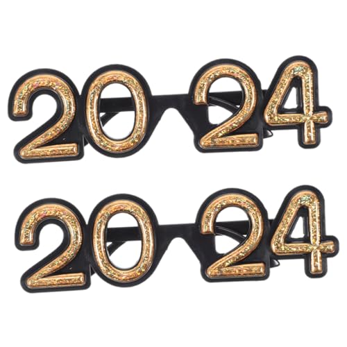 ULDIGI 2 Stück Neujahrsbrille Goldfarbene Partybrille mit Auffälligem Zahlen-design für Silvester Feier Foto-requisiten Leicht und Stylisch für Festliche Stimmung von ULDIGI