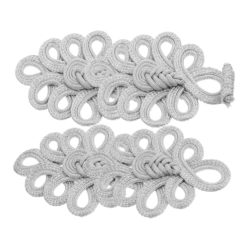 ULDIGI 2 Stück Ornate Chinesische Knoten Froschknöpfe mit Silbernem Faden Vintage Verschluss für DIY Nähen Retro Outfit Knöpfe für Pullover Mantel Kostüm Strickjacke und Schal ULDIGI 2 Stück Ornate Chinesische Knoten Froschknöpfe mit Silbernem Faden Vintage Verschluss für DIY Nähen Retro Outfit Knöpfe für Pullover Mantel Kostüm Strickjacke und Schal von ULDIGI