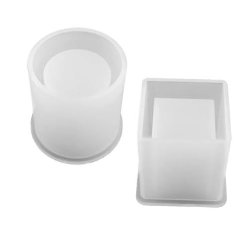ULDIGI 2 Stück Silikonform für DIY Blumentopf und Stiftehalter Gießform aus Flexiblem Wiederverwendbarem Silikon für Harz Kerzen Seife Geeignet als Quadratischer und Zylindrischer von ULDIGI