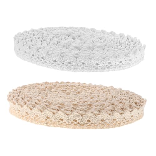 ULDIGI 2 Stück Teiliges Spitzenband Baumwolle Häkelspitze Vintage Spitzenborte Floral Bestickt Weich Hautfreundlich für Scrapbooking Bastelarbeiten von ULDIGI