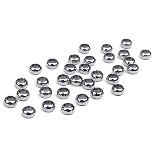 ULDIGI 20 Stück Edelstahl Spacer Beads mit Großem Loch Runde Silber Perlen Rostfrei für DIY Schmuckherstellung Armband Halskette Ohrring Zubehör ULDIGI 20 Stück Edelstahl Spacer Beads mit Großem Loch Runde Silber Perlen Rostfrei für DIY Schmuckherstellung Armband Halskette Ohrring Zubehör von ULDIGI