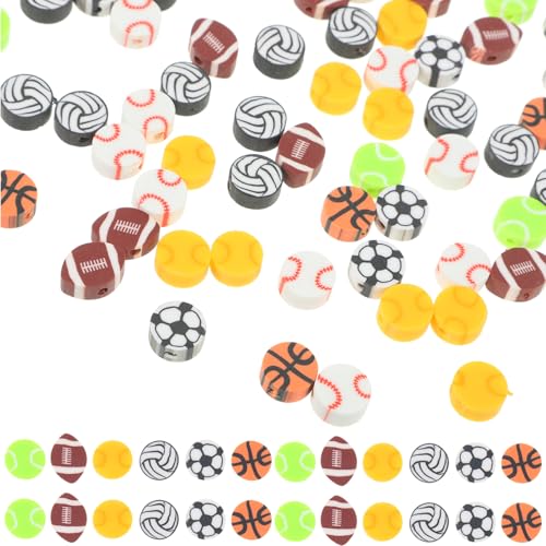 ULDIGI 200 Stück Sportperlen Diy Lochperlen für Schmuckherstellung Mehrfarbige Sportballperlen für Armbänder und für Kreative Bastelprojekte von ULDIGI