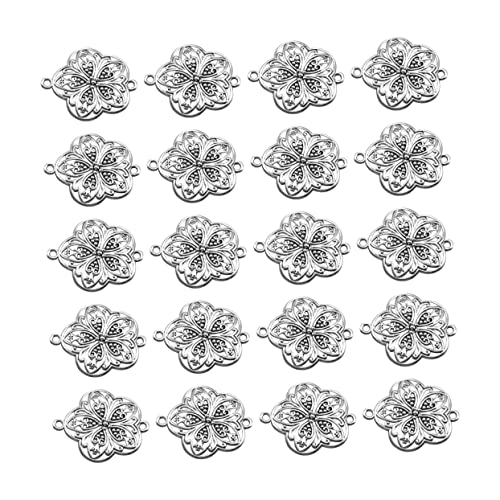 ULDIGI 20Stücke Blumenmuster Charms Anhänger Hohles Design für DIY Schmuckherstellung Armbänder Schlüsselanhänger und Mehr Retro Stil Metallverbinder von ULDIGI