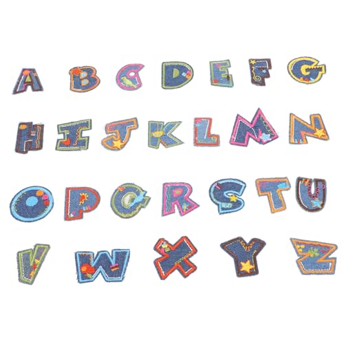 ULDIGI 26 Stück Buchstaben Zum Aufbügeln Für Kleidung, Stickerei-buchstabenmuster Für Jeans, Reparaturflicken Für Kleidung, Alphabet-applikationen Für Selbstgemachte Kleidung von ULDIGI