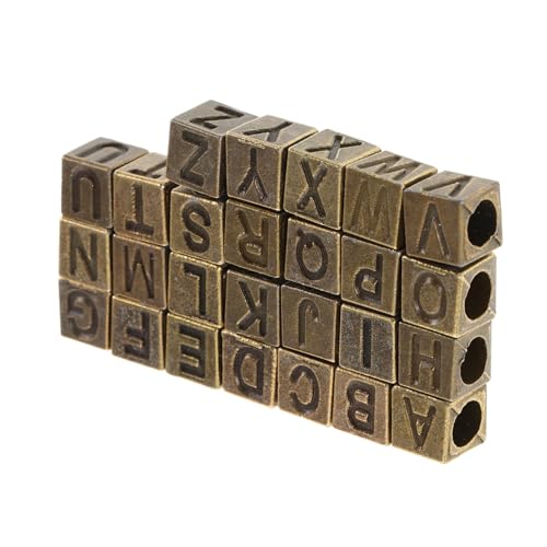 ULDIGI 26 Stück Teiliges Quadratische Vintage Buchstabenperlen aus Langlebiger Legierung mit Großem Loch für DIY Schmuckherstellung Wie Armbänder Halsketten und Personalisierte ULDIGI 26 Stück Teiliges Quadratische Vintage Buchstabenperlen aus Langlebiger Legierung mit Großem Loch für DIY Schmuckherstellung Wie Armbänder Halsketten und Personalisierte von ULDIGI