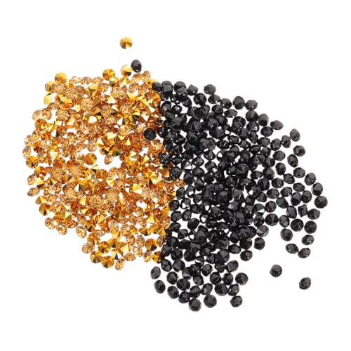 ULDIGI 2Er-Pack Diamanten Gold Schwarz Spitze Rückseite Stabile Bastelsteine für Tischdeko Vase Füller Hochzeit Weihnachten Konfetti Flache Rückseite Strahlende Schmucksteine von ULDIGI