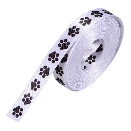 ULDIGI 2Rollen Paw Print Ribbon Polyester Hunde Geschenkband mit Pfotenmotiv pro für Bastelprojekte und Geschenkverpackungen für von ULDIGI