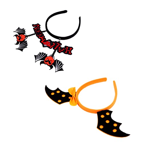 ULDIGI 2St Halloween-Stirnband Halloween-Stirnbänder für Kinder Halloween-Kopfschmuck haarschmuck halloween haarreif Halloween-Fledermausflügel-Kopfbedeckung Halloween-Haarreifen Skelett von ULDIGI