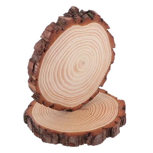 ULDIGI 2Stücke Große Unbehandelte Holzscheiben mit Rinde Runde DIY Ornamente für Tischdekoration Hochzeiten und Weihnachtsbasteln Natürliche Holzscheiben für Kreative Projekte von ULDIGI